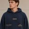Custom Washed Navy Cotton Pullover Hoodie