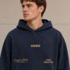 Custom Washed Navy Cotton Pullover Hoodie