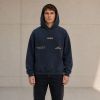 Custom Washed Navy Cotton Pullover Hoodie