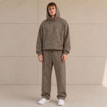 Custom Leopard Print Sherpa Hoodie Pants Set