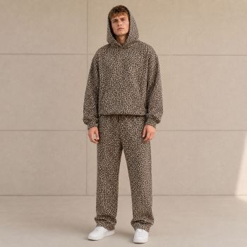 Custom Leopard Print Sherpa Hoodie Pants Set