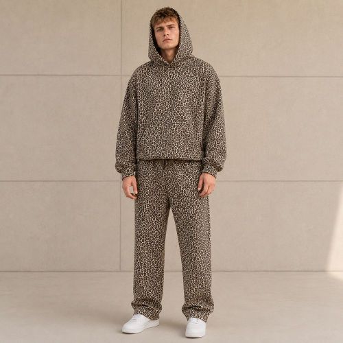 Custom Leopard Print Sherpa Hoodie Pants Set