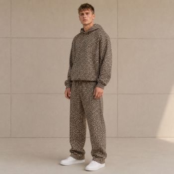 Custom Leopard Print Sherpa Hoodie Pants Set