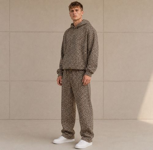 Custom Leopard Print Sherpa Hoodie Pants Set
