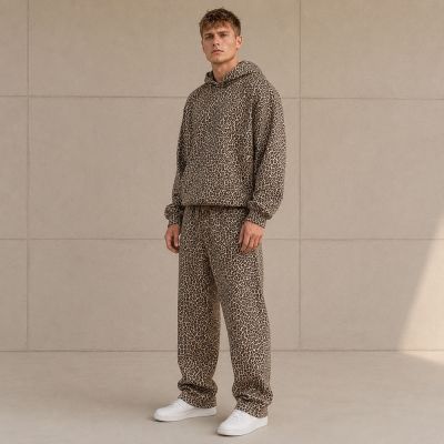 Custom Leopard Print Sherpa Hoodie Pants Set