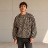 Custom Leopard Print Cotton Crewneck Sweatshirt