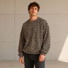 Custom Leopard Print Cotton Crewneck Sweatshirt