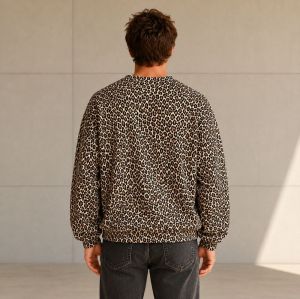 Custom Leopard Print Cotton Crewneck Sweatshirt