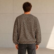 Custom Leopard Print Cotton Crewneck Sweatshirt