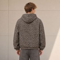 Custom Leopard Print Sherpa Zip-Up Hoodie