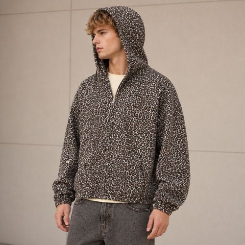 Custom Leopard Print Sherpa Zip-Up Hoodie