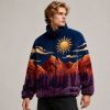 Custom Landscape Embroidery Sherpa Fleece Jacket