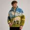 Custom Landscape Embroidery Sherpa Fleece Jacket