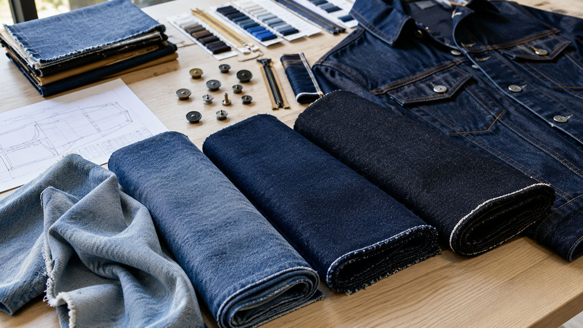 Denim jacket fabric weight comparison from lightweight to heavyweight denim for custom manufacturing