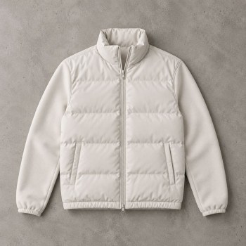 Custom Puffer Jacket with Stand Collar and Quilted Baffles