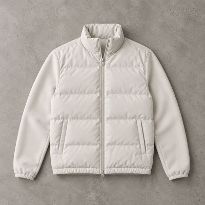 Custom Puffer Jacket with Stand Collar and Quilted Baffles