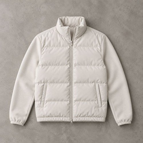 Custom Beige Lightweight Stand Collar Quilted Puffer Jacket