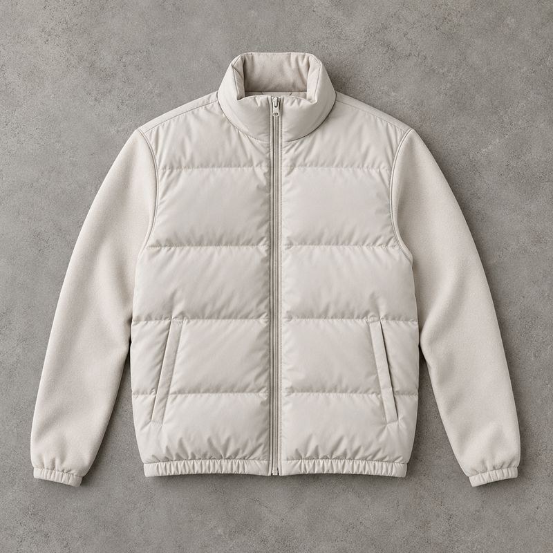 Custom Beige Lightweight Stand Collar Quilted Puffer Jacket