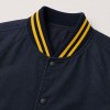 Custom Navy Yellow Stripe Rib Knit Varsity Jacket