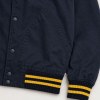 Custom Navy Yellow Stripe Rib Knit Varsity Jacket
