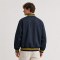 Custom Navy Yellow Stripe Rib Knit Varsity Jacket