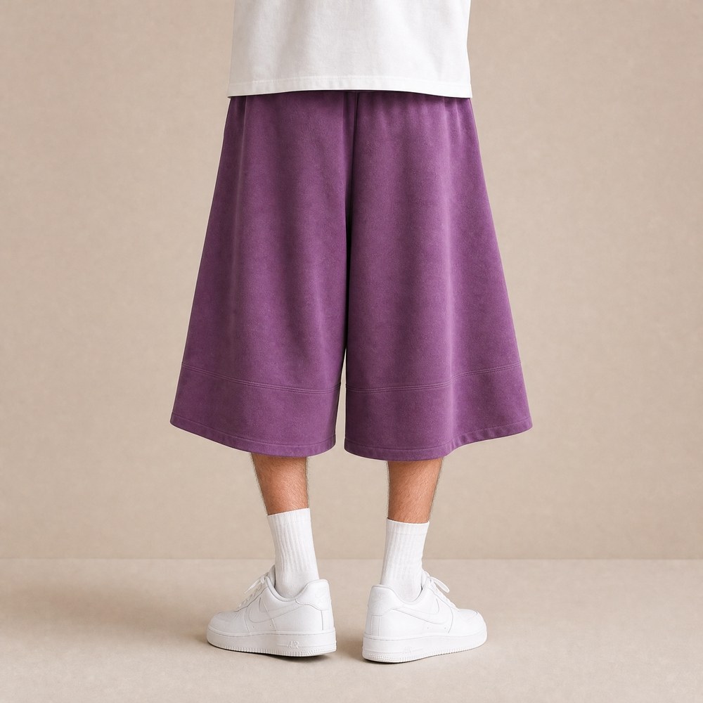 Custom Purple Loose Cotton Fleece Sweat Shorts