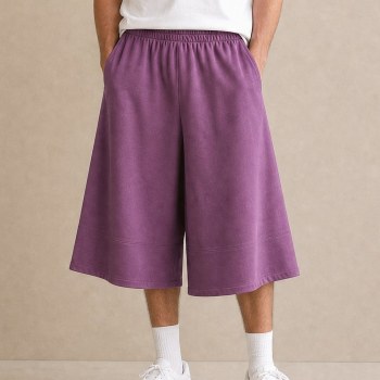 Custom Purple Loose Cotton Fleece Sweat Shorts