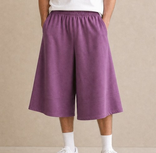 Custom Purple Loose Cotton Fleece Sweat Shorts