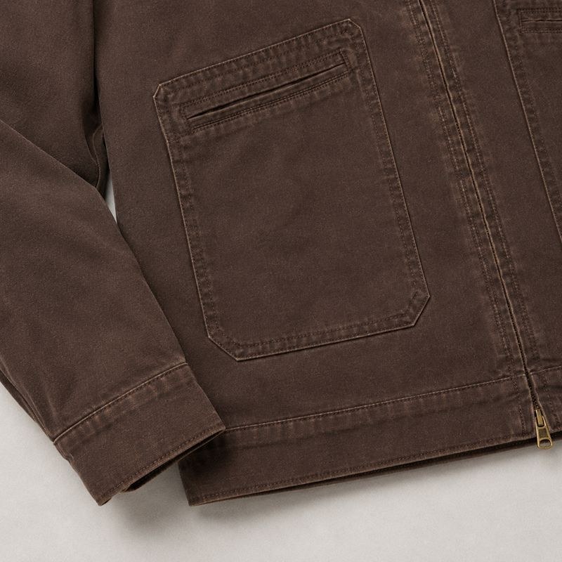 Custom Brown Cotton Canvas Embroidered Work Jacket