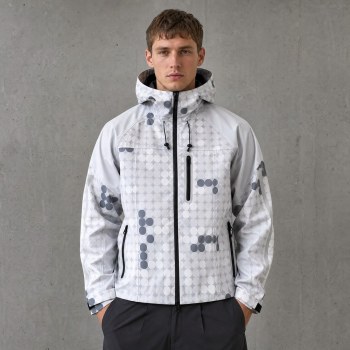 Custom White Grey Polka Dot Print Hooded Windbreaker Jacket