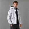 Custom White Grey Polka Dot Print Hooded Windbreaker Jacket