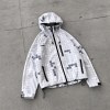 Custom White Grey Polka Dot Print Hooded Windbreaker Jacket