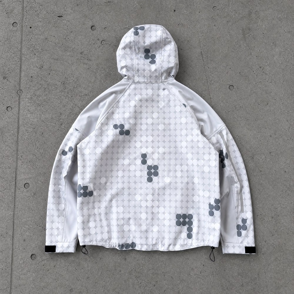 Custom White Grey Polka Dot Print Hooded Windbreaker Jacket