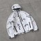 Custom White Grey Polka Dot Print Hooded Windbreaker Jacket
