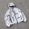 Custom White Grey Polka Dot Print Hooded Windbreaker Jacket