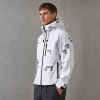 Custom White Grey Polka Dot Print Hooded Windbreaker Jacket