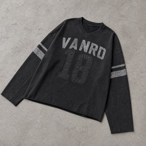 Custom Black Distressed Long Sleeve Football Jersey