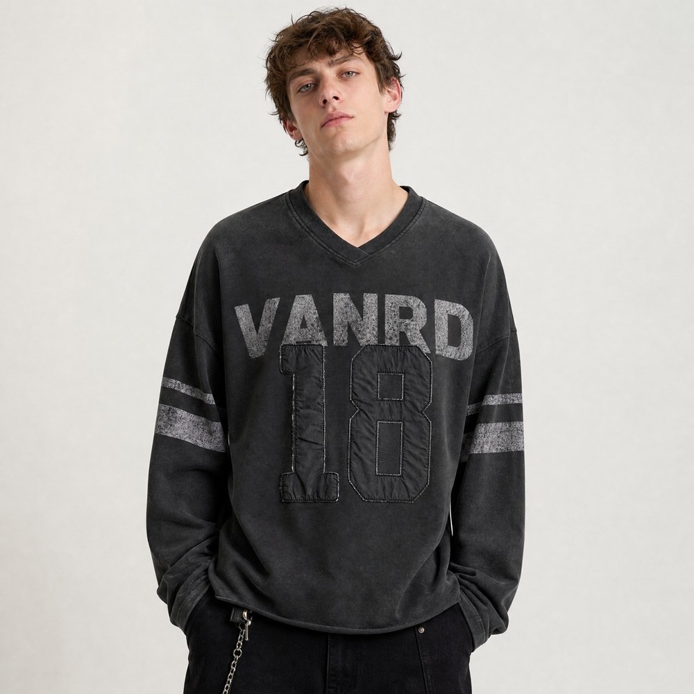 Custom Black Distressed Long Sleeve Football Jersey