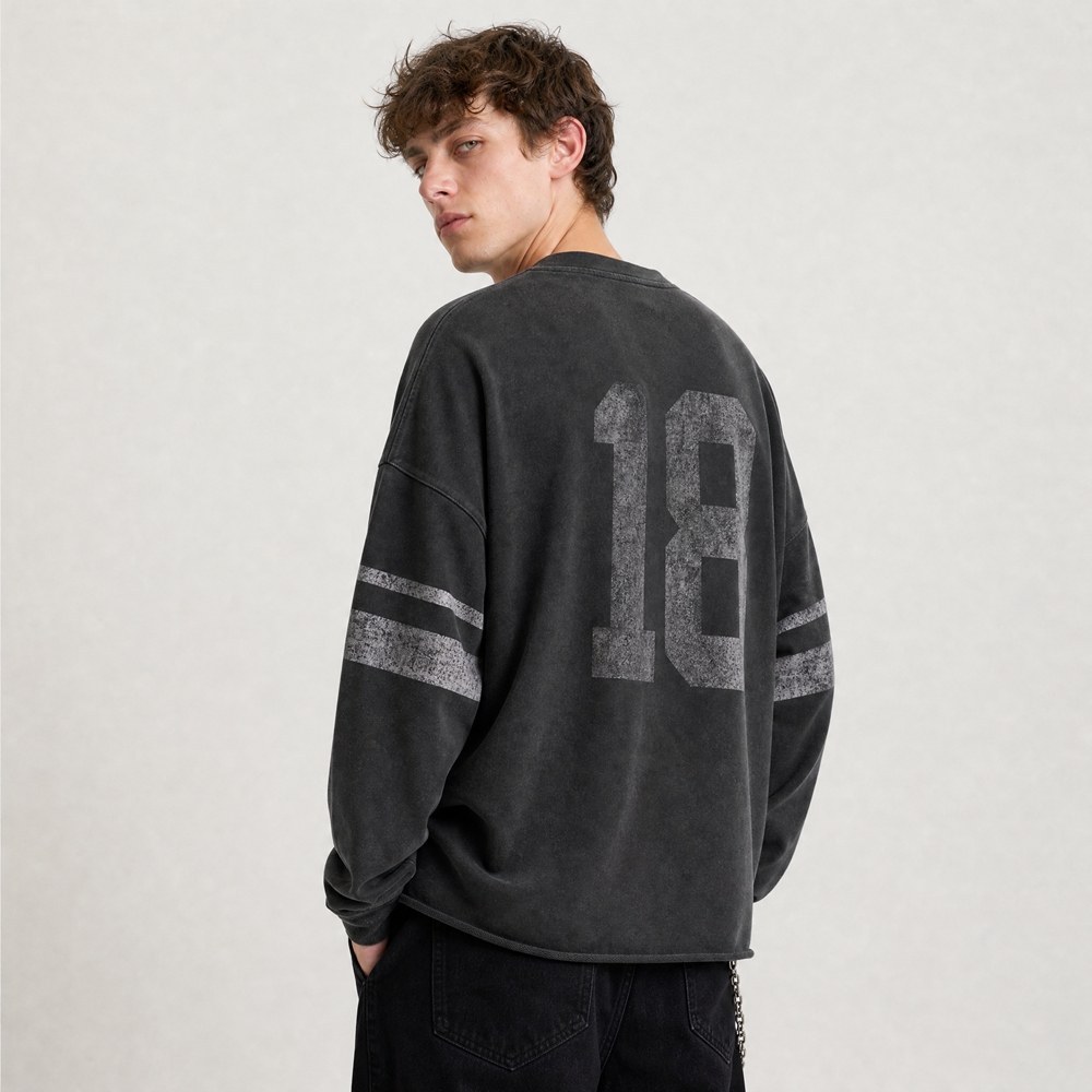 Custom Black Distressed Long Sleeve Football Jersey