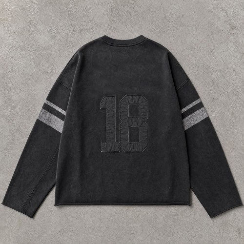 Custom Black Distressed Long Sleeve Football Jersey