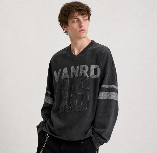 Custom Black Distressed Long Sleeve Football Jersey