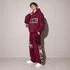 Custom Burgundy Washed Distressed Graphic Fleece Tracksuit