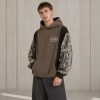 Custom Brown Camouflage Paneling Pullover Hoodie