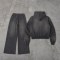 Custom Charcoal Washed Distressed Zip Up Fleece Tracksuit