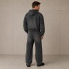 Custom Charcoal Washed Distressed Zip Up Fleece Tracksuit