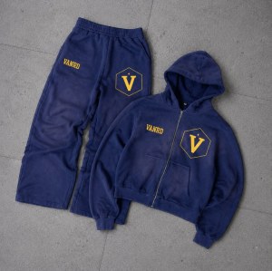 Custom Navy Blue Logo Zip Up Fleece Tracksuit