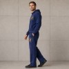 Custom Navy Blue Logo Zip Up Fleece Tracksuit