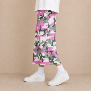 Custom Pink Green Camouflage Wide Leg Cargo Pants