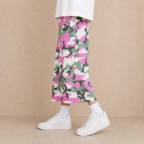 Custom Pink Green Camouflage Wide Leg Cargo Pants