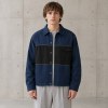 Custom Navy Black Color Block Chest Pocket Work Jacket